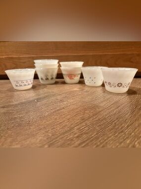 Vintage Milk Glass Custard Cups Ramekins Mixed Lot of 8 Mexico